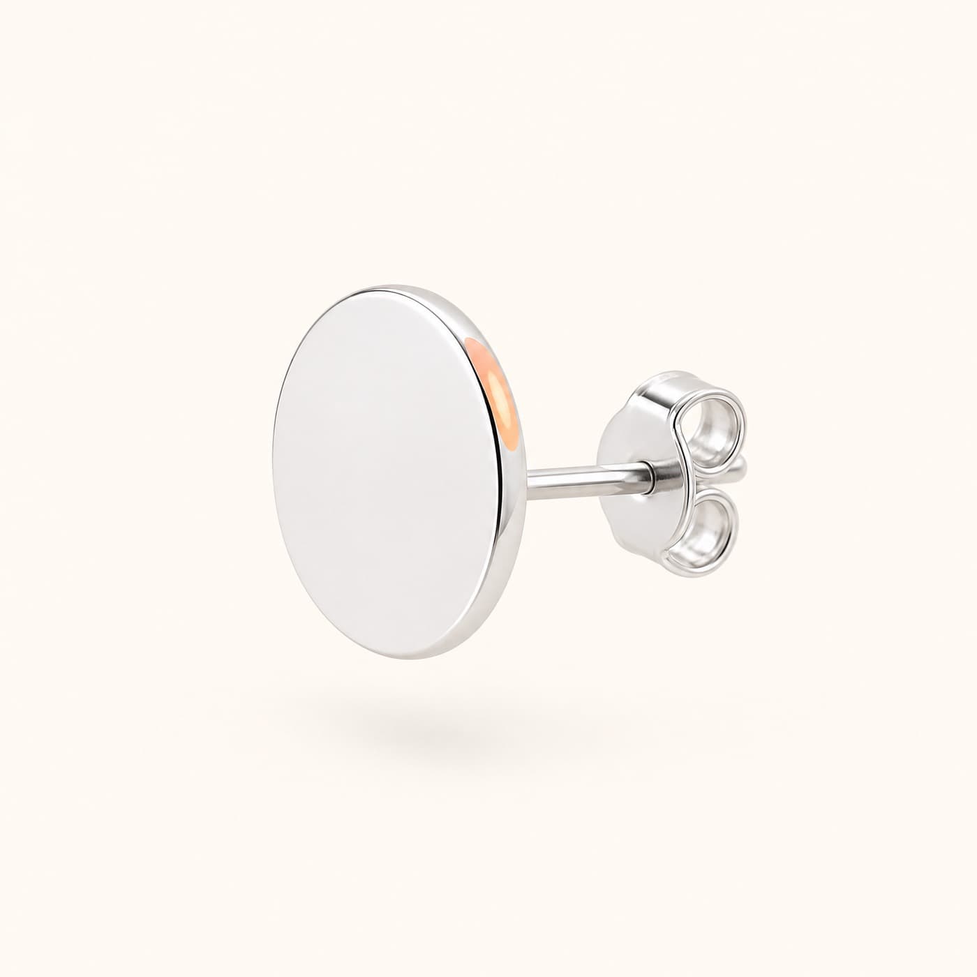 925 Silver Flat Disc Stud 6 mm, shown as a single piece