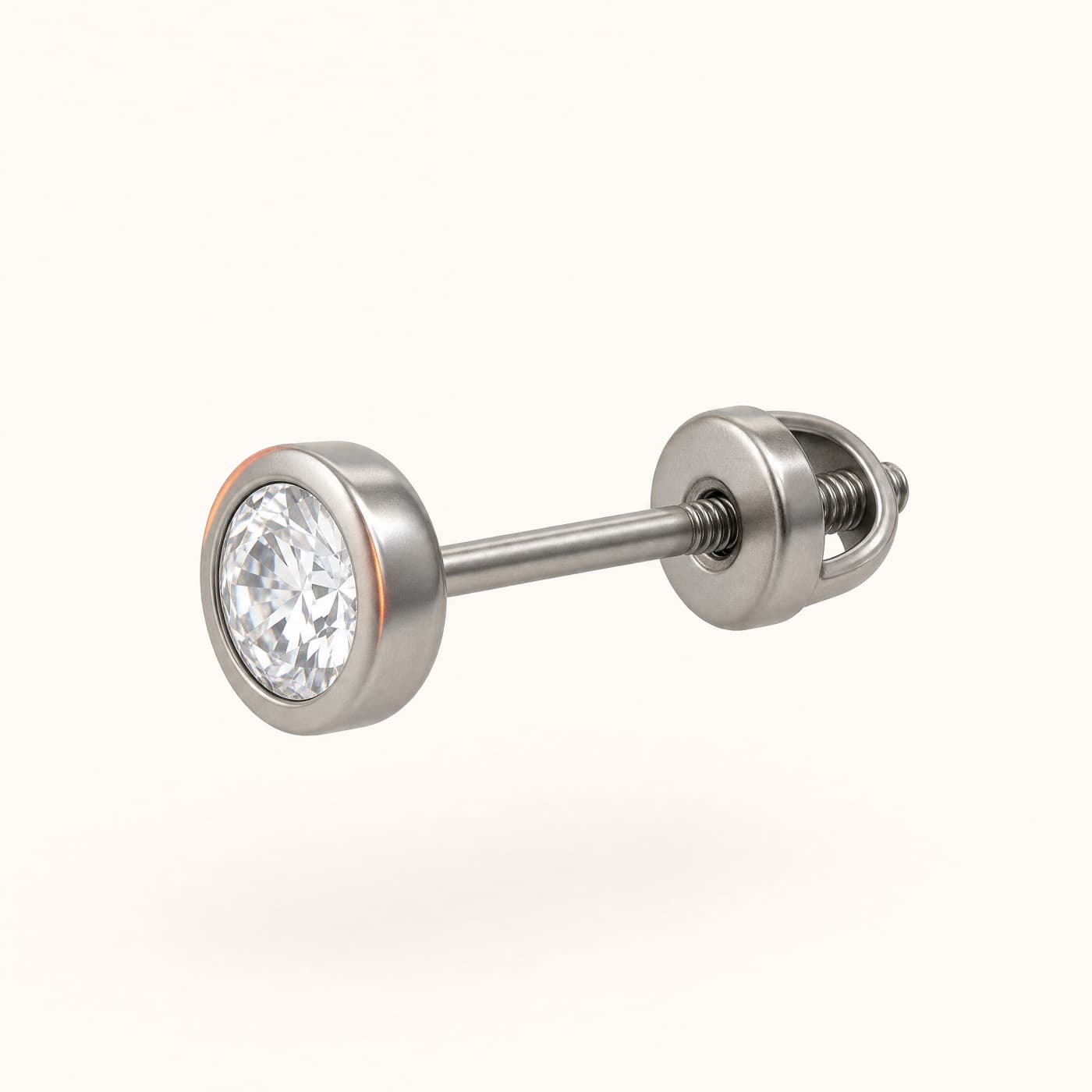 Titanium Bezel CZ Stud 4 mm, shown as a single piece